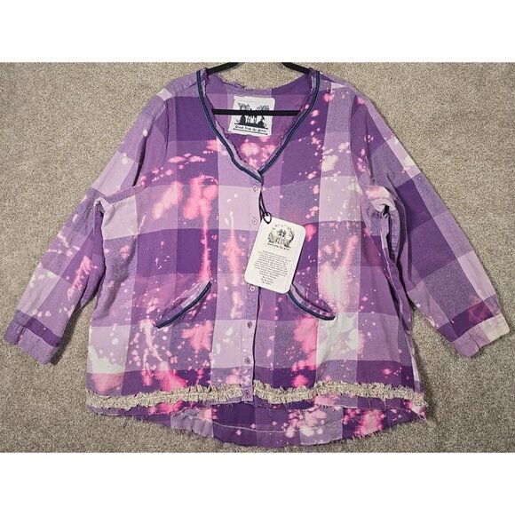 OOAK Upcycled Flannel Shacket Shirt Skeleton The Reader Book Lover Cozy Sz 2XL - Picture 3 of 12